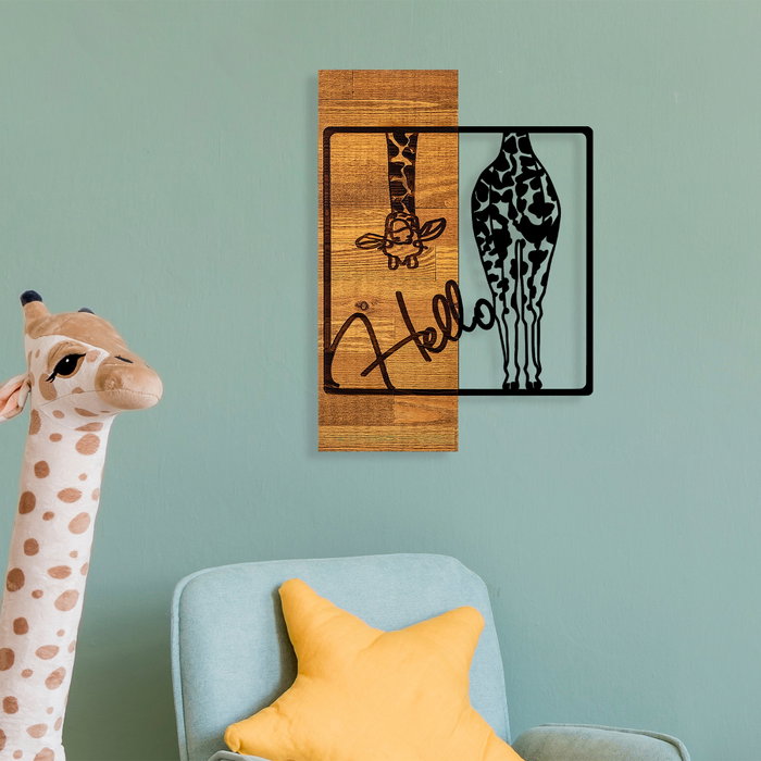 Wallity Hello Accesorio Decorativo de Pared en Negro y Nogal Claro Wallity Hello Accesorio Decorativo de Pared en Negro y Nogal Claro